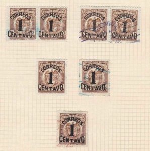 COLOMBIA 1925 OVERPRINTS STAPS STUDY ON 1 PAGE MOUNTED MINT & USED  REF 5316