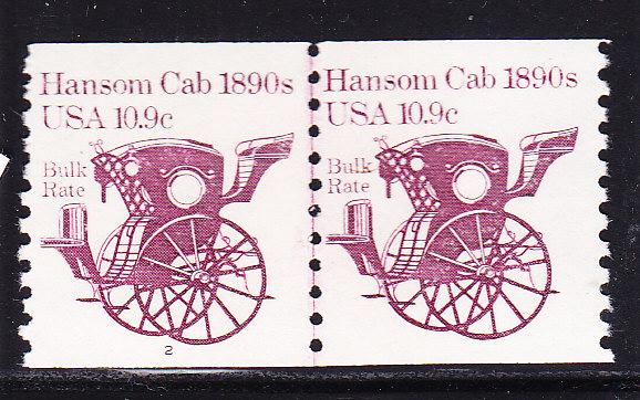 Hansom Cab 1890's  10.9c Coil Line Pair  Nr.-2  VF/NH