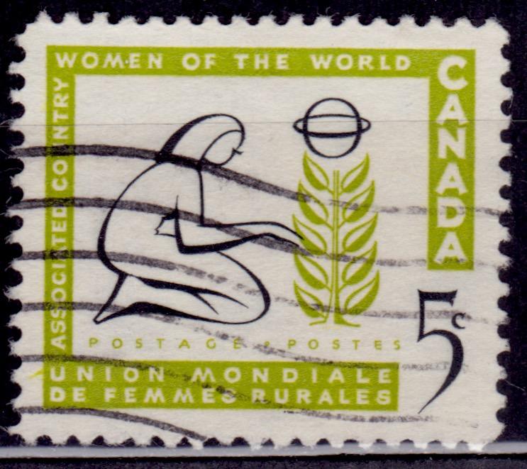 Canada, 1959, Woman Tending Tree, 5c, Scott# 385, used