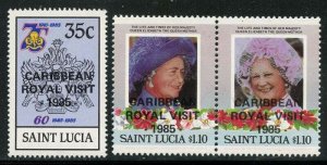 St Lucia 1985 Royal Visit Overprints set Sc# 796-802 NH