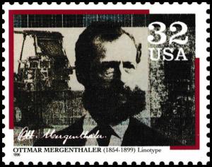 US 3062 Pioneers of Communication Ottmar Mergenthaler 32c single MNH 1996