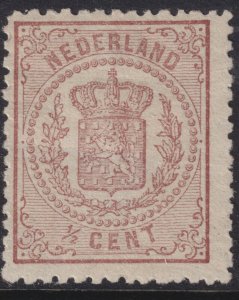 Sc# 17 Netherlands 1869 - 1871 Coat of arms ½c green issue MM-MHH CV $24.00 