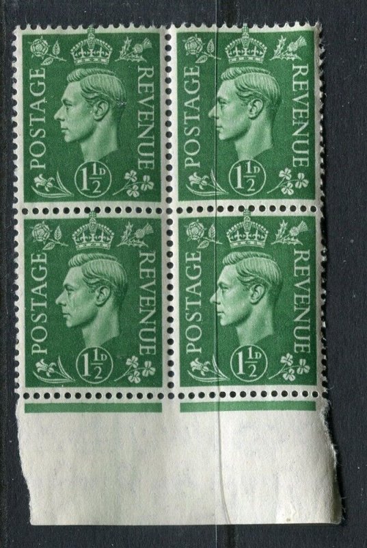 BRITAIN; 1940s early GVI issue fine MINT MNH Marginal 1.5d. BLOCK