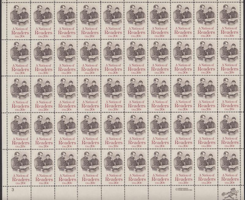 US #2106   Nation of Readers   Full sheet of 50  MNH