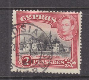 CYPRUS, 1944 KGVI 2pi. Black & Carmine, perf. 12 1/2 x 13 1/2, used.