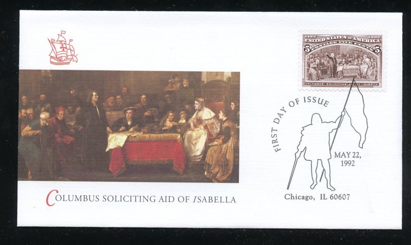 US 2626a Voyages of Columbus - 5c chocolate UA Fleetwood cachet FDC