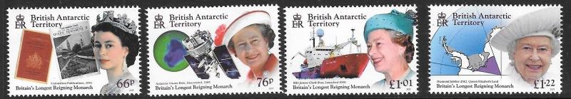 BRITISH ANTARCTIC TERR. SG659/62 2015 LONGEST REIGNING MONARCH MNH 