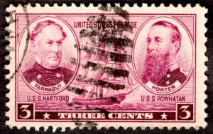 1937, US 3c, David G. Farragut and David D. Porter, Used, Sc 792