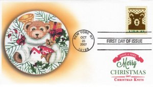 AO-4214-2, 2007, Holiday Knits, Bear, Standard Postmark, FDC, SC 4214, Add on, B