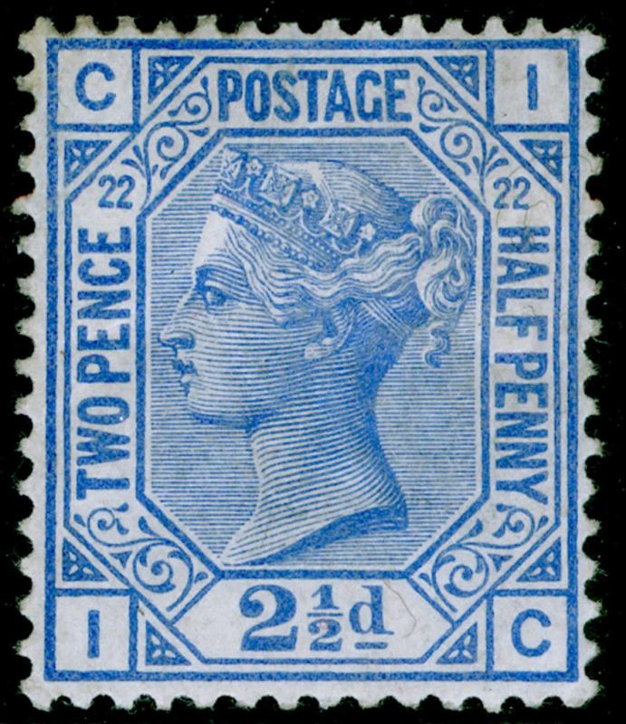 SG157, 2½d blue plate 22, M MINT. Cat £450. IC