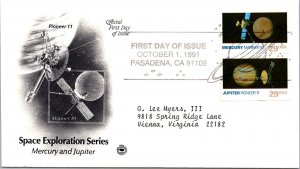 FDC 1991 SC #2577a Mercury & Jupiter - Pasadena CA - Pair - J2715