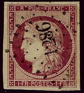 France Sc #9 Used VF SCV$650...French Stamps are Iconic!