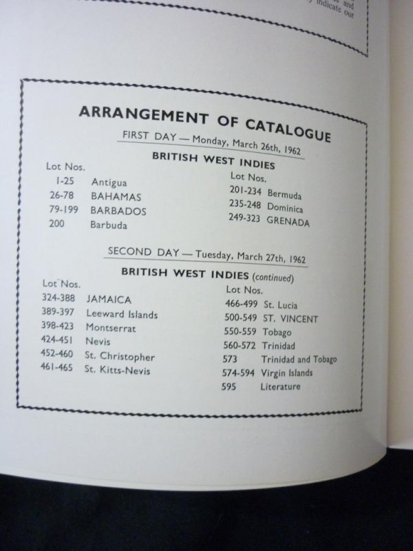 HR HARMER AUCTION CATALOGUE 1962 BRITISH WEST INDIES THE 'LAWRENCE KIMBALL'