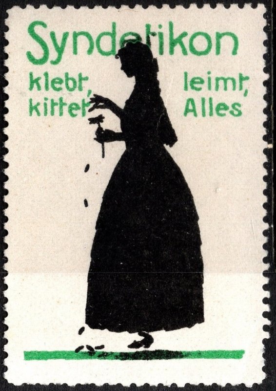 Vintage Germany Poster Stamp Syndetikon. Sticks, Patches, Glues Everything