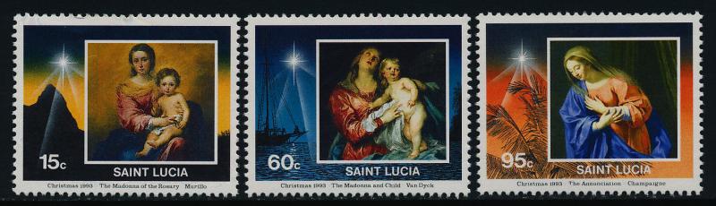 St Lucia 1005-7 MNH Christmas, Art, Paintings