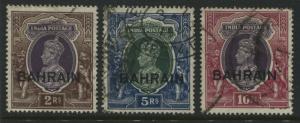 Bahrain overprinted KGVI 1938  2 rupees to 10 rupess used
