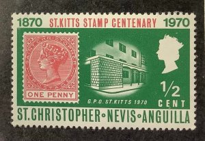 St. Christopher Nevis Anguilla 1970 Scott 230 MH- ½c,  St. Kitts Stamp, 100th