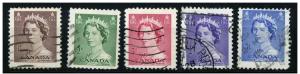Canada 1953 - Scott 325 .. 329  (5) used - Queen Elizabeth
