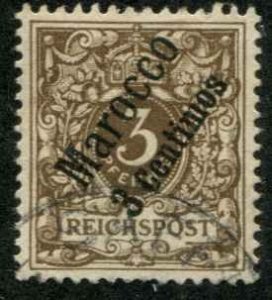 German Offices Morocco SC# 1 o/p 3 centines on Germany Used