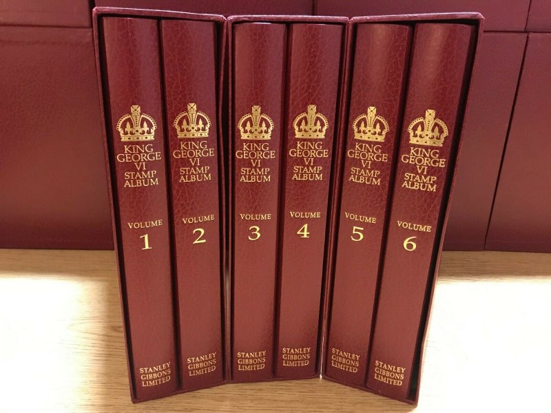 Stanley Gibbons Limited King George VI Hingeless Stamp Album 6 Volume Set #R3417