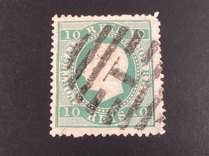 Portugal #36 used 1879 10r blue green