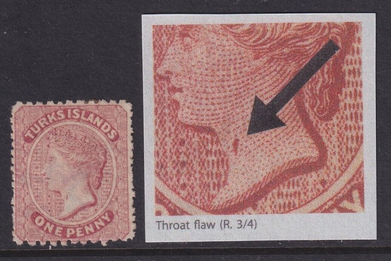 Turks Islands, SG 4a, MNG (no gum) Throat Flaw variety