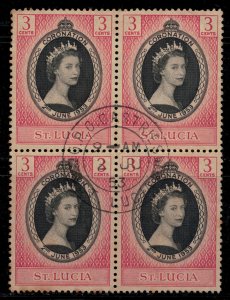 St. Lucia #156 Block of 4  CV $1.40+  First Day cancellation