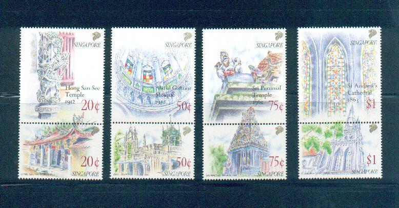 Singapore 1991 Sc 588-95 National Monuments MNH