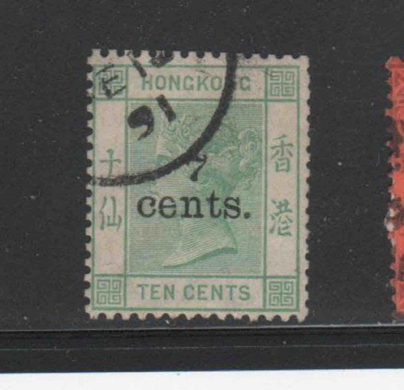 HONG KONG #64  1891   7c on 10c  QUEEN VICTORIA    USED F-VF