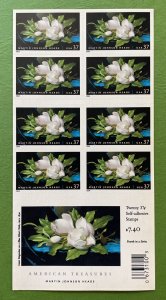 3872 MARTIN JOHNSON HEADE (MAGNOLIAS) Booklet Pane of 20 US 37¢ Stamps MNH 2004