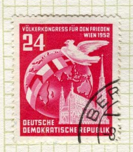 EAST GERMANY; 1952 early Peace Congress issue used 24pf value