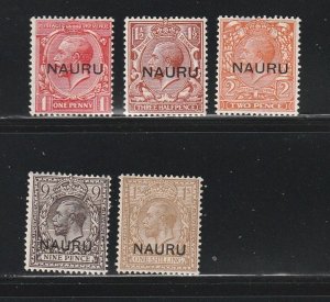 Nauru 2-4, 11-12 MH Overprints