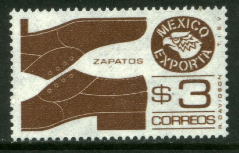 MEXICO Exporta 1118b $3P Shoes Unwmk Thin Paper 3 MNH