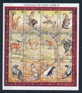 [32135] Gambia 1993 Wild Animals Mammals Giraffe Gazelle Jackal MNH Sheet