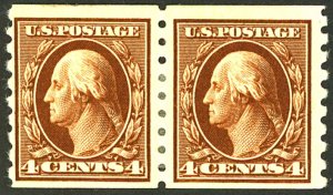 U.S. #395 MINT PAIR OG HR THIN