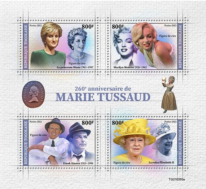 TOGO - 2021 - Marie Tussaud - Perf 4v Sheet - Mint Never Hinged