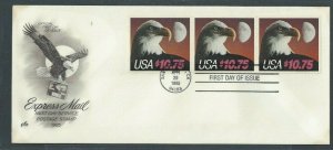 2122a FDC $10.75 Booklet Pane Of 3 For Express Mail Delivery On Artcraft-----