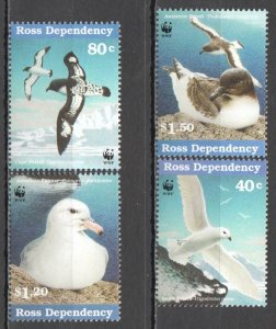 B0168 1997 Ross Dependency Wwf Fauna Birds #50-53 Mnh