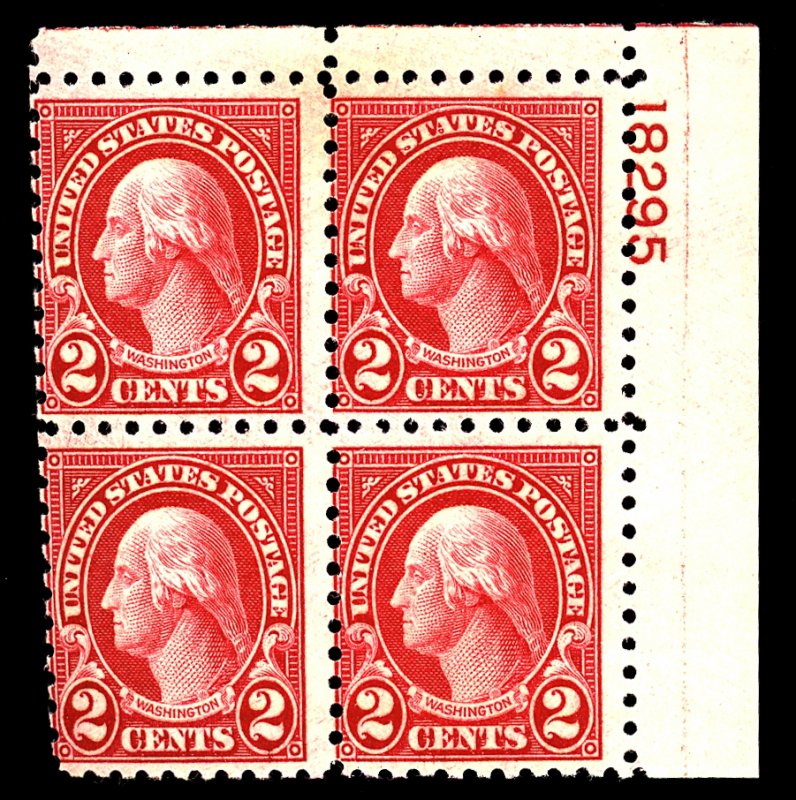 U.S. #583 MINT PL# Block OG LH 