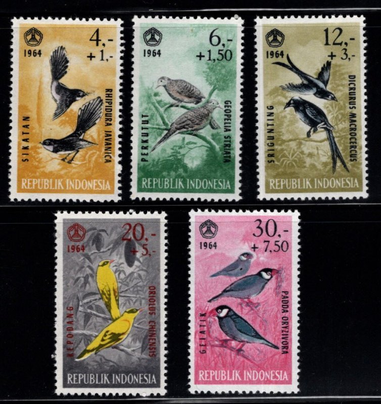 Republic of Indonesia Scott B160-B164 MNH** 1965 Bird semi-postal stamp set