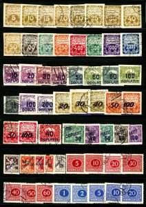 Czechoslovakia #J1 / #J69 1918-1928 Postage Due Issues with Surcharges MN & Used