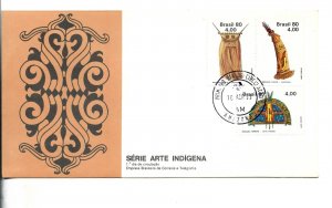 BRAZIL 1980 NATIVE ART FIRST DAY COVER NATIVE AMERICAN CULTURES 3 VALUES ON FDC