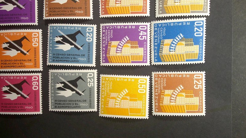 Venezuela 1961 Census Issue Scott# 785-794 + C756-C770 Mint VF-XF NH CPL (25)