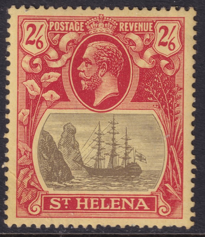 1922 - 1927 St Helena KGV Badge of Colony 2/6 issue MLH Wmk 3 Sc# 97 CV: $30.00