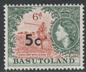 Basutoland Scott 66a - SG63, 1961 Elizabeth II 5c Type I MH*