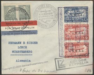 Paraguay 1934 Graf Zeppelin 7th SAF Mi397C Germany  Cover 111102