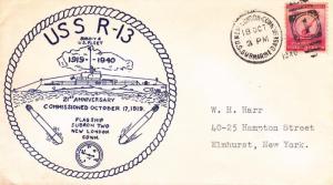 USS R-13 SS-118, 21st Anniversary, Oct 18, 1940 (N5033)