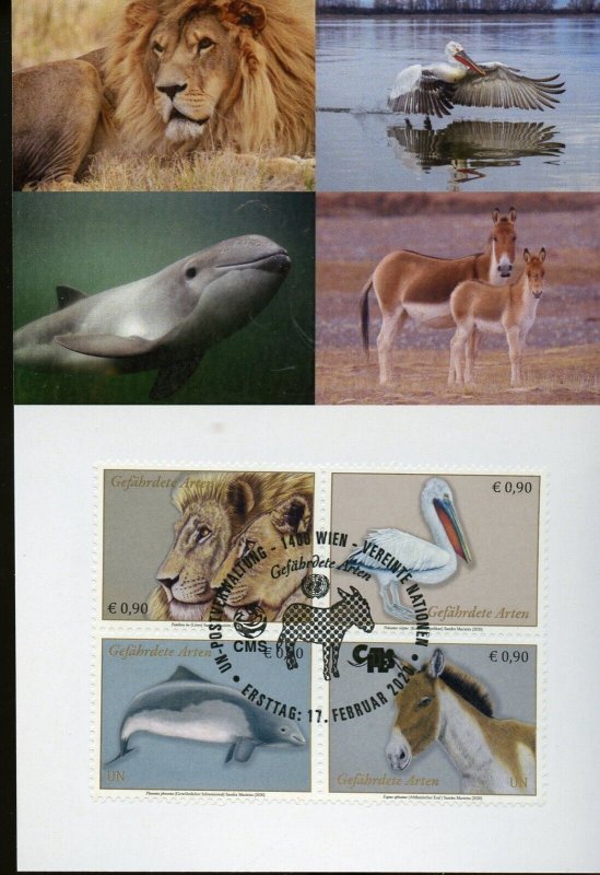 UNITED NATIONS 2020 ENDANGERED SPECIES MAXIMUM CARDS NY VIENNA GENEVA MINT & FDC 