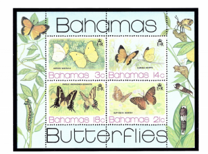 Bahamas 373a MNH 1975 Butterflies S/S