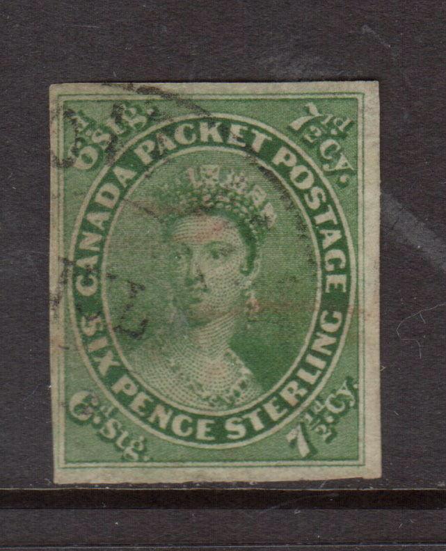 Canada #9 Extra Fine Used Large Margins With Scarce Town Cancel